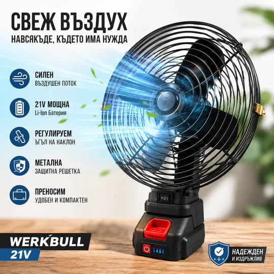Акумулаторен вентилатор/духалка 4Ah със зарядно WerkBull
